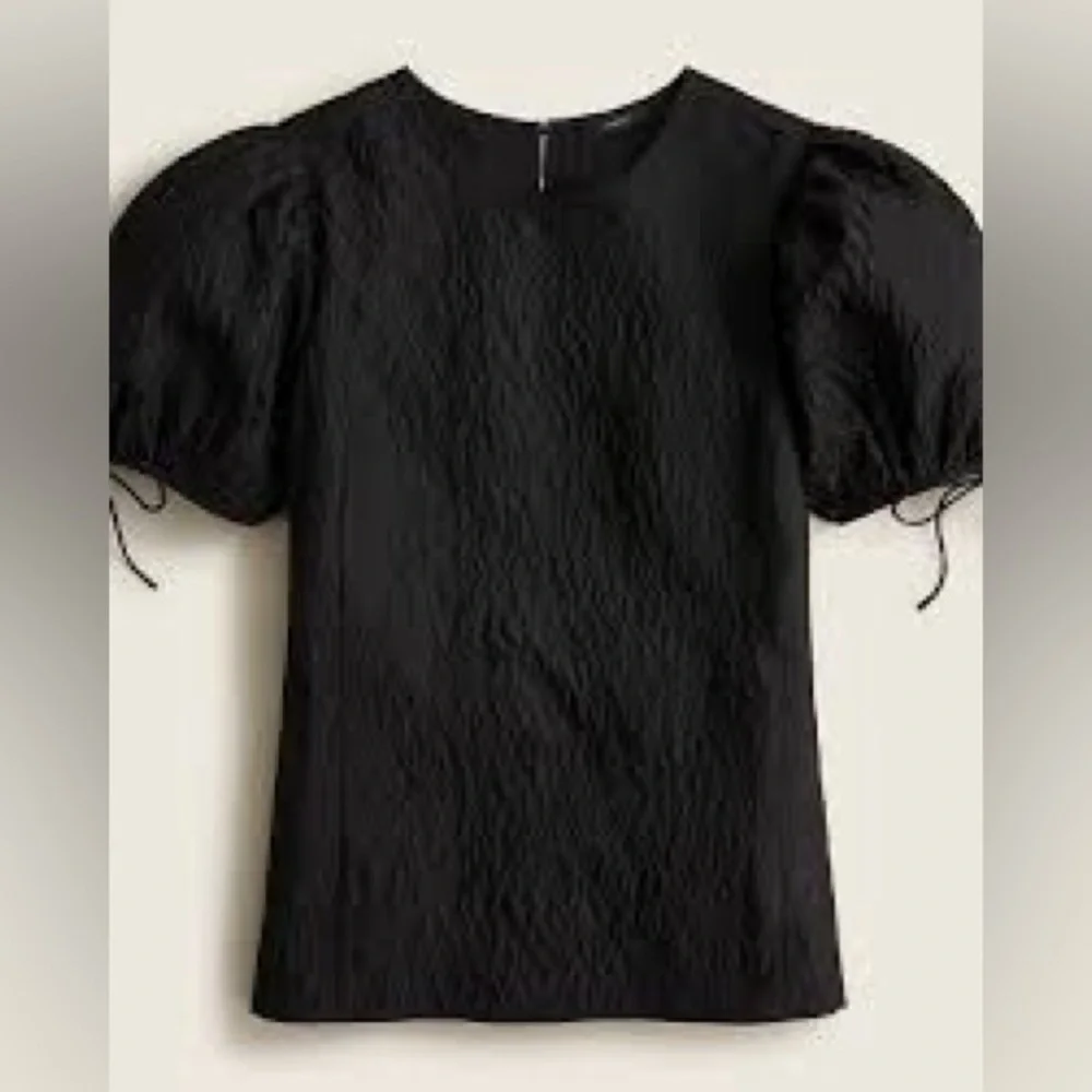 J. Crew collection black puff sleeve textured organza top sz xxl